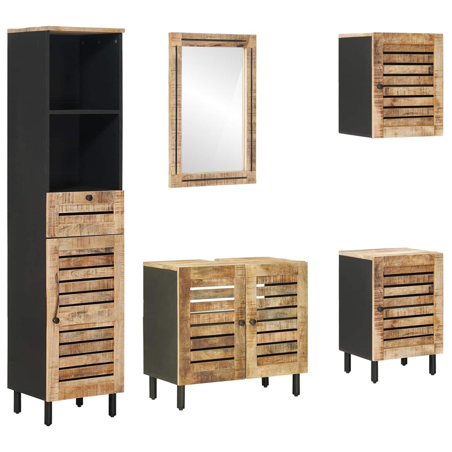vidaXL Bathroom Cabinet Set 5 pcs Natural Solid Mango Wood
