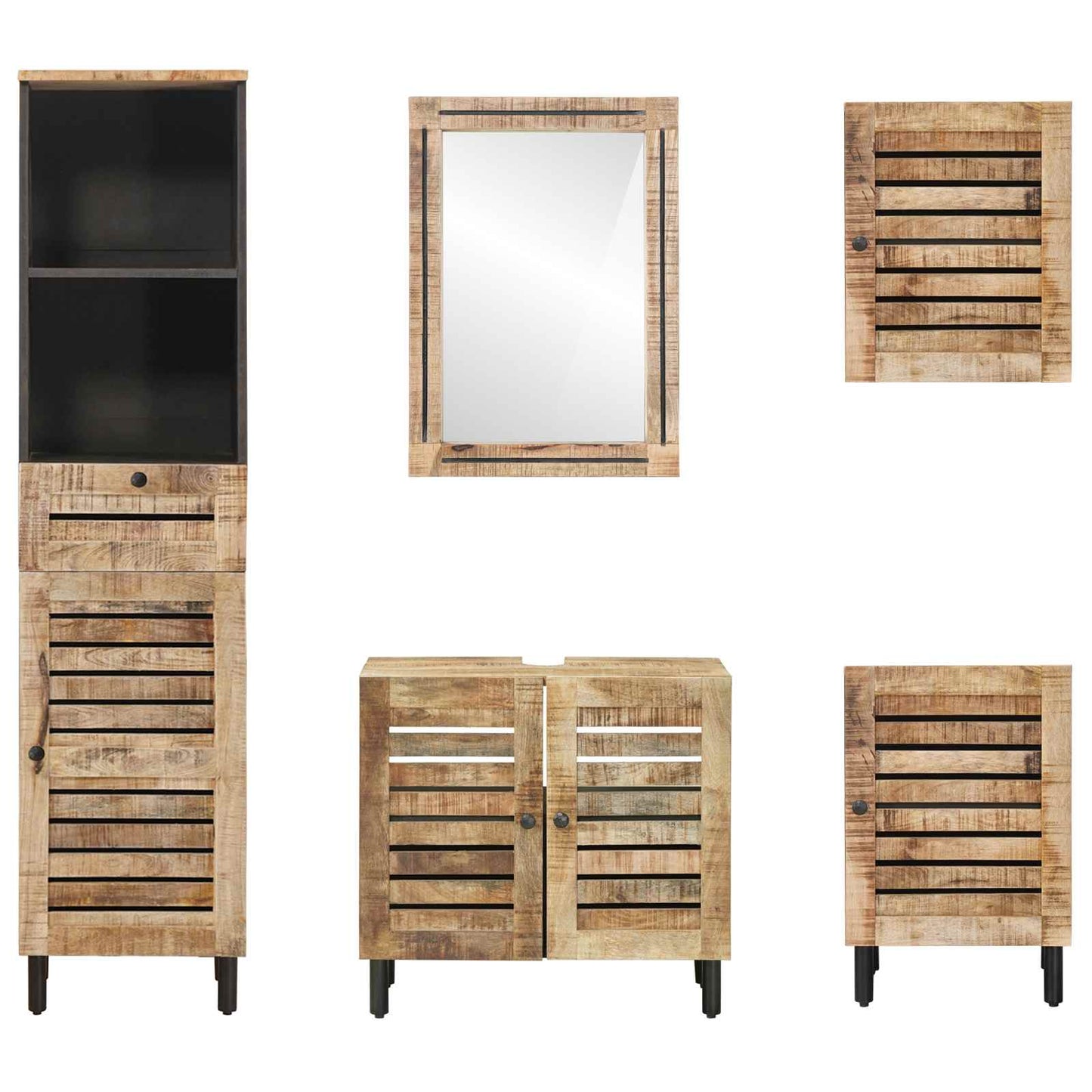 vidaXL Bathroom Cabinet Set 5 pcs Natural Solid Mango Wood