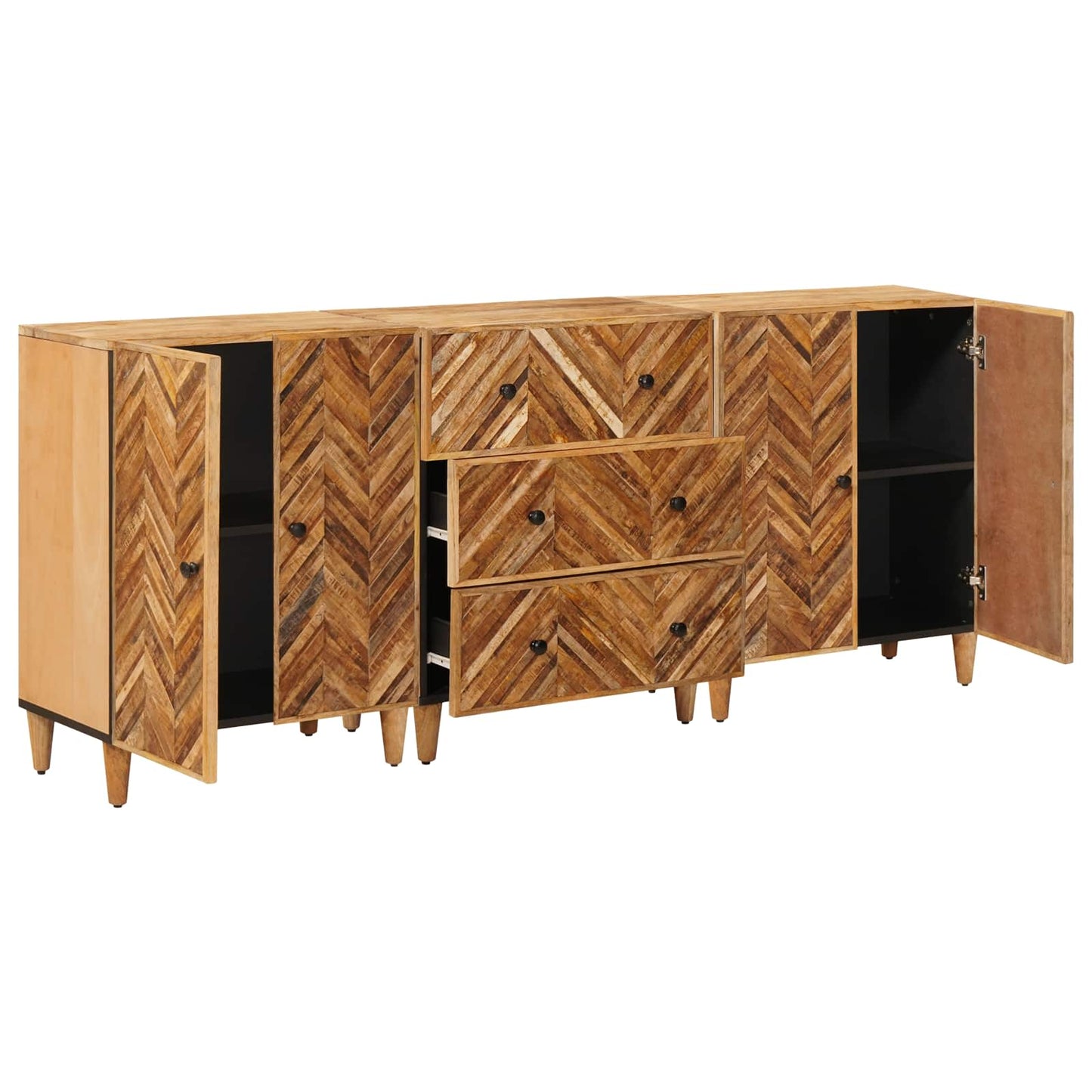 vidaXL Storage Cabinets 3 pcs Brown 60 x 33.5 x 75 cm Solid Mango Wood