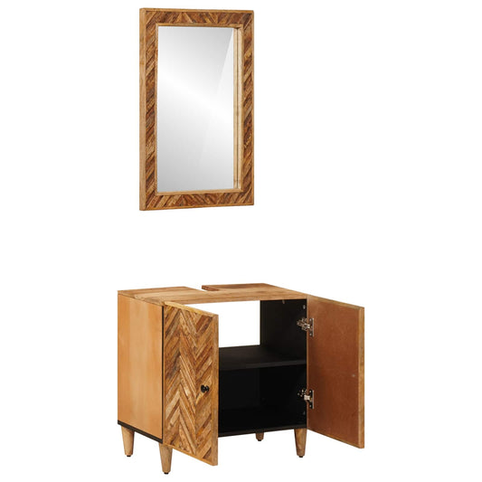 vidaXL Bathroom Cabinet Set Wall-mounted 2 pcs Solid Mango Wood