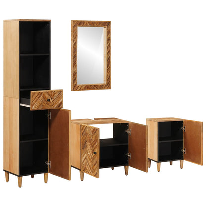 vidaXL Bathroom Cabinet Set with Drawer 4 pcs Solid Mango Wood