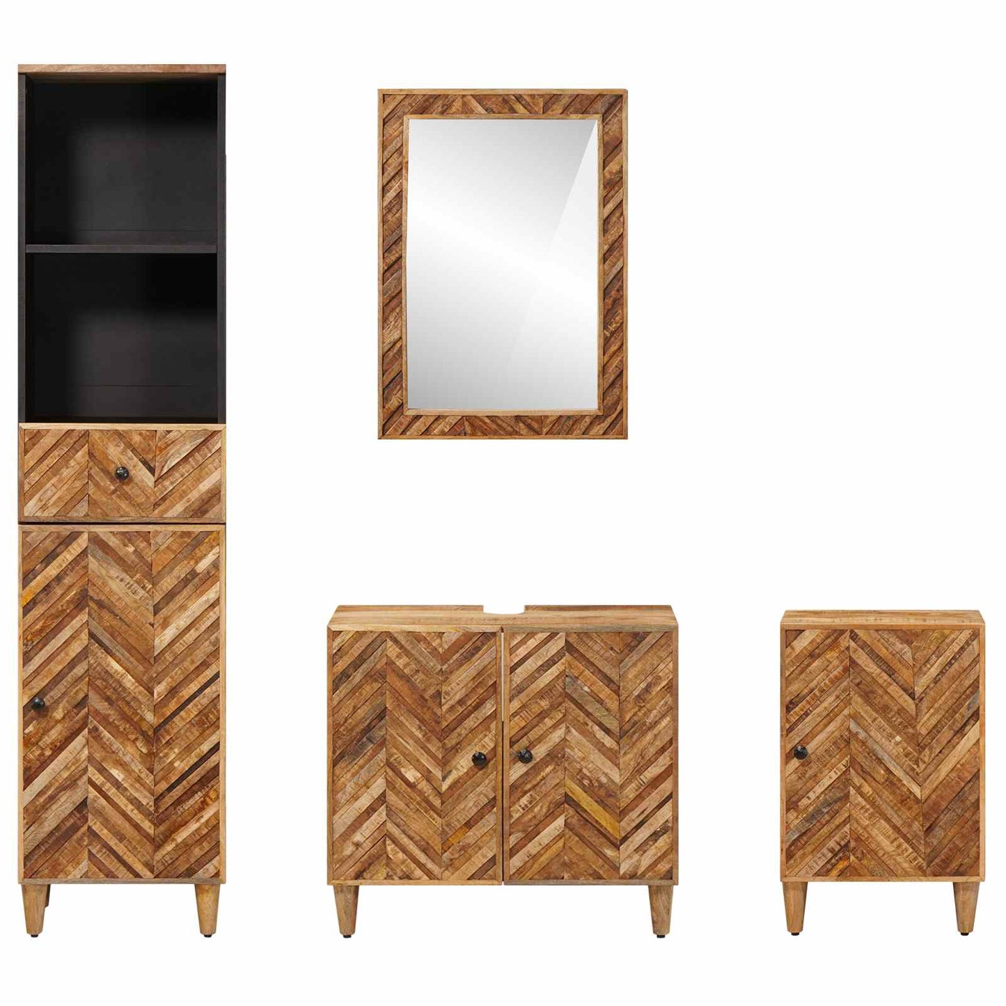 vidaXL Bathroom Cabinet Set with Drawer 4 pcs Solid Mango Wood