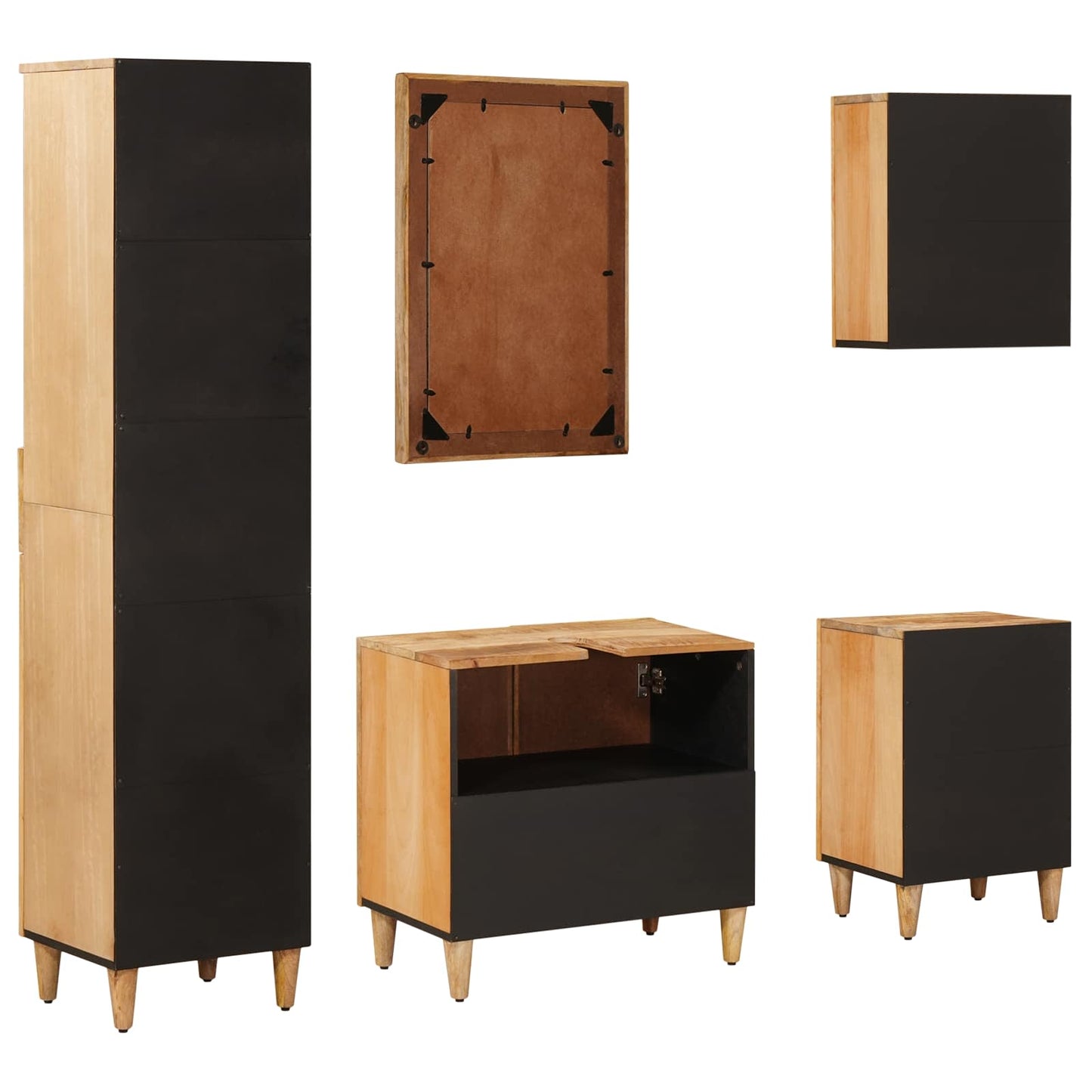 vidaXL Bathroom Cabinet Set with Drawer 5 pcs Solid Mango Wood