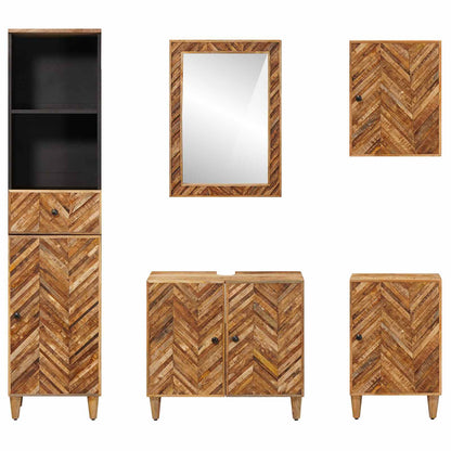 vidaXL Bathroom Cabinet Set with Drawer 5 pcs Solid Mango Wood