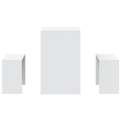 vidaXL 3 Piece Dining Table and Bench set White Engineered Wood