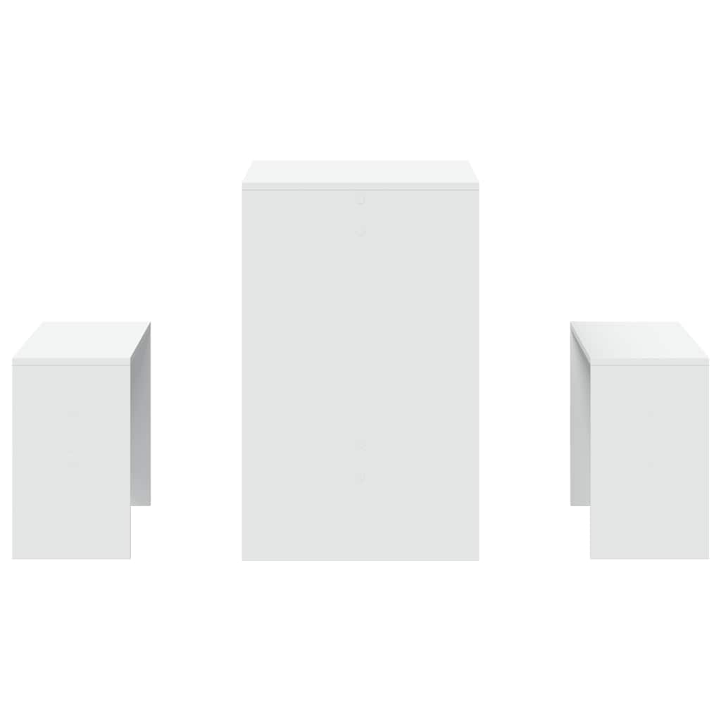 vidaXL 3 Piece Dining Table and Bench set White Engineered Wood