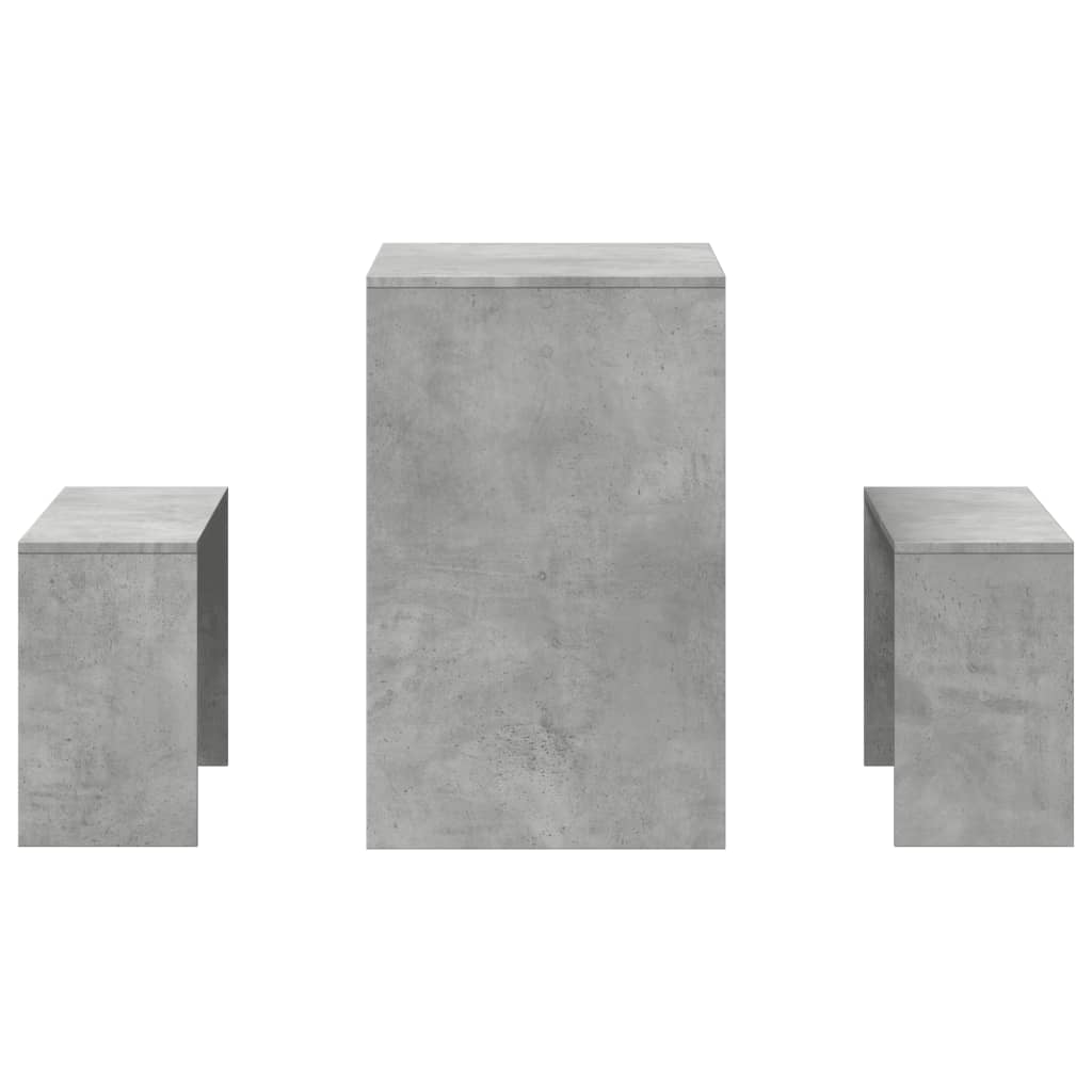 vidaXL 3 Piece Dining Table and Bench set Concrete Grey Engineered Wood