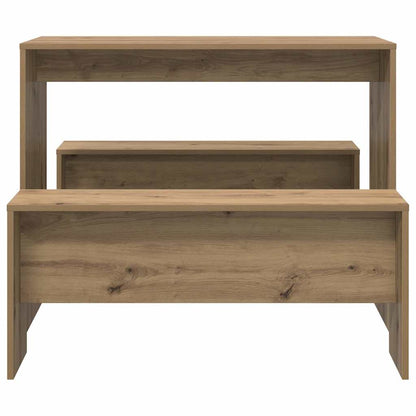vidaXL 3 Piece Dining Table and Bench set Atisian Oak Engineered Wood