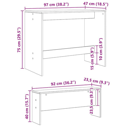 vidaXL 3 Piece Dining Table and Bench set Atisian Oak Engineered Wood