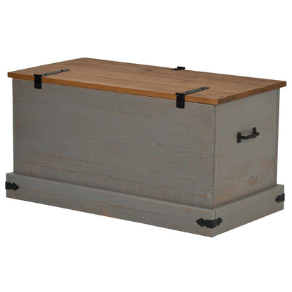vidaXL Storage Chest HALDEN Grey 91x48x47 cm Solid Wood Pine