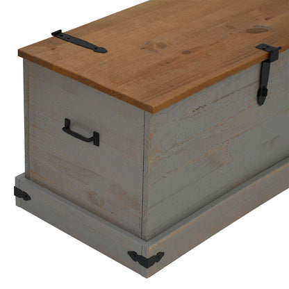 vidaXL Storage Chest HALDEN Grey 91x48x47 cm Solid Wood Pine