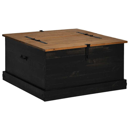 vidaXL Storage Chest HALDEN Black 91x91x47 cm Solid Wood Pine