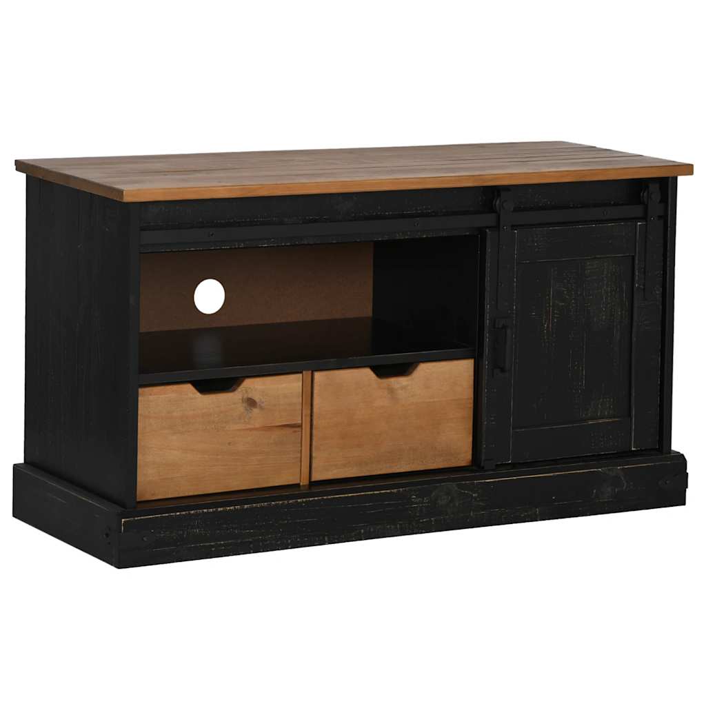 vidaXL TV Cabinet HALDEN with Sliding Door Black 110x40x60 cm