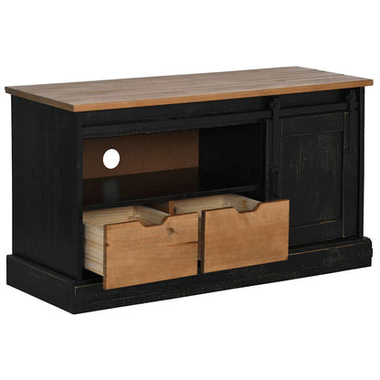 vidaXL TV Cabinet HALDEN with Sliding Door Black 110x40x60 cm