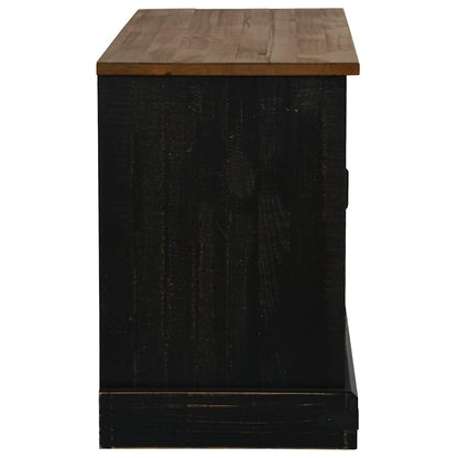 vidaXL TV Cabinet HALDEN with Sliding Door Black 110x40x60 cm Solid Wood