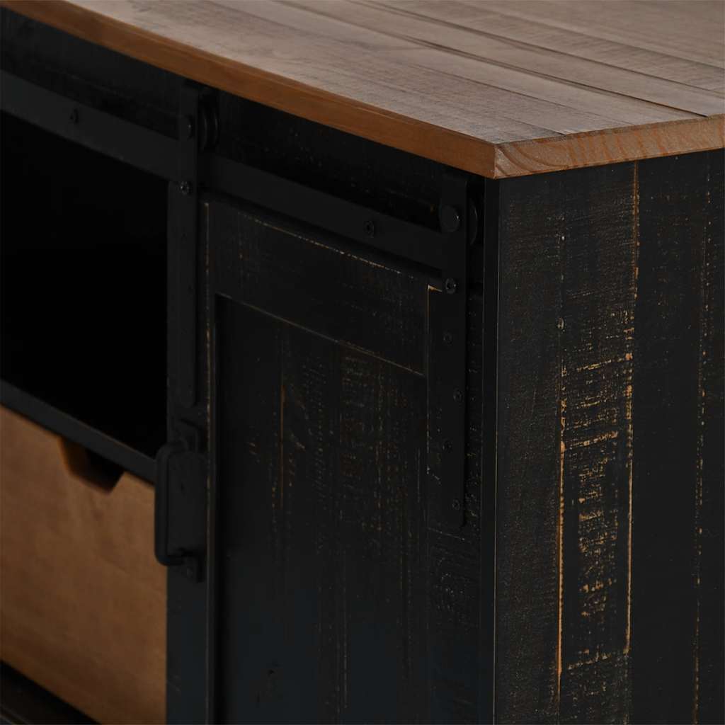 vidaXL TV Cabinet HALDEN with Sliding Door Black 110x40x60 cm