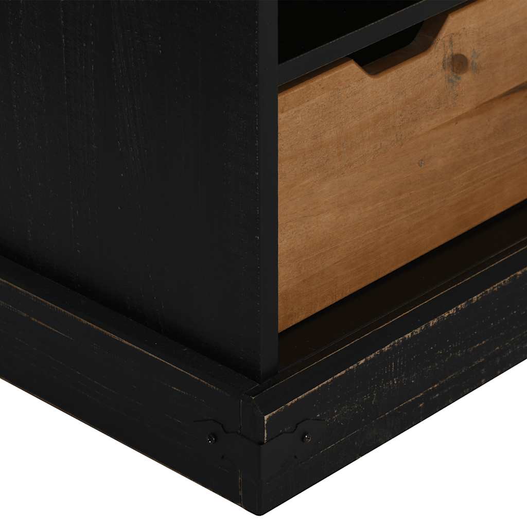vidaXL TV Cabinet HALDEN with Sliding Door Black 110x40x60 cm Solid Wood