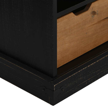 vidaXL TV Cabinet HALDEN with Sliding Door Black 110x40x60 cm Solid Wood