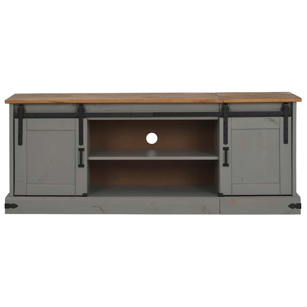 vidaXL TV Cabinet HALDEN 2 Sliding Doors Grey 150x40x60 cm Solid Wood