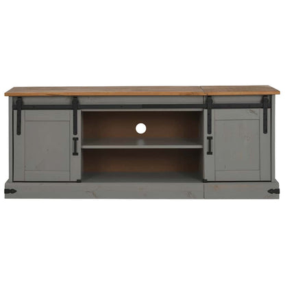 vidaXL TV Cabinet HALDEN 2 Sliding Doors Grey 150x40x60 cm Solid Wood
