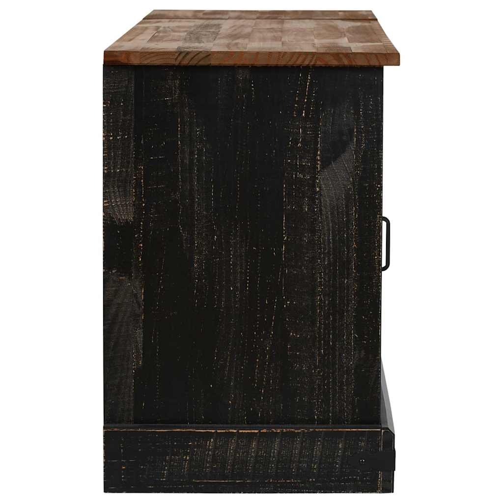 vidaXL TV Cabinet HALDEN 2 Sliding Doors Black 150x40x60 cm Solid Wood