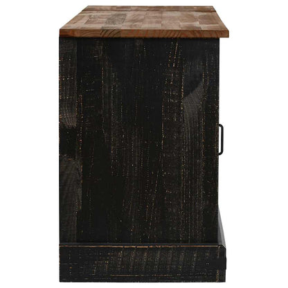 vidaXL TV Cabinet HALDEN 2 Sliding Doors Black 150x40x60 cm Solid Wood