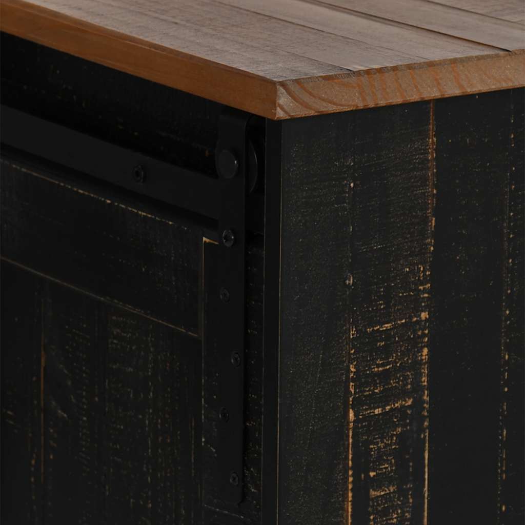 vidaXL TV Cabinet HALDEN 2 Sliding Doors Black 150x40x60 cm Solid Wood
