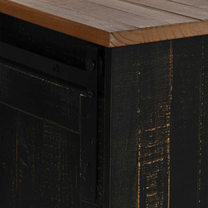 vidaXL TV Cabinet HALDEN 2 Sliding Doors Black 150x40x60 cm Solid Wood
