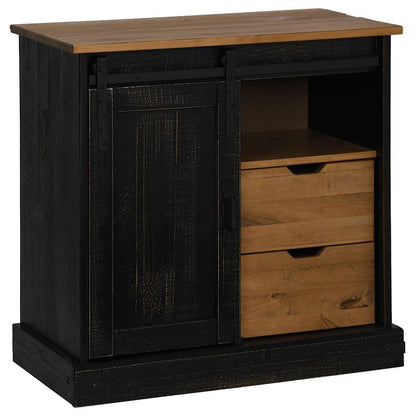 vidaXL Sideboard HALDEN with Sliding Door Black 80x40x80 cm Solid Wood