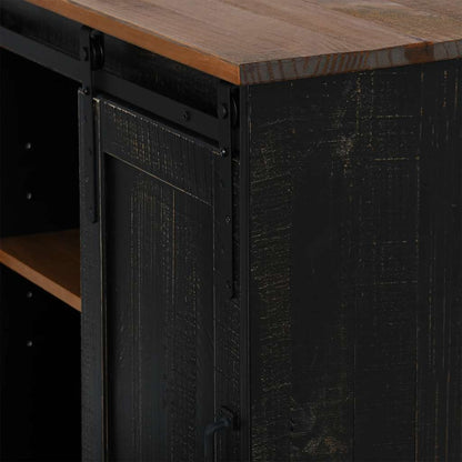 vidaXL Sideboard HALDEN with Sliding Door Black 80x40x80 cm Solid Wood
