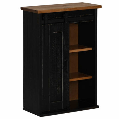 vidaXL Hanging Cabinet HALDEN with Sliding Door Black 49x22,5x70 cm Pine