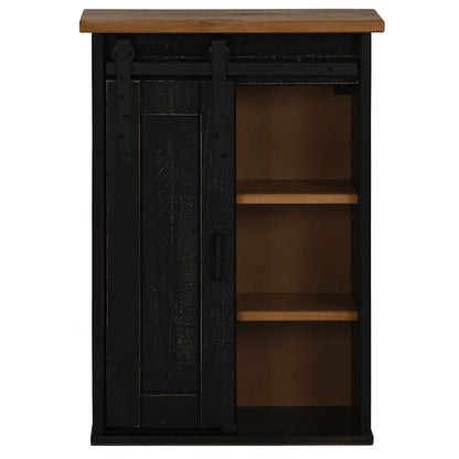 vidaXL Hanging Cabinet HALDEN with Sliding Door Black 49x22.5x70 cm Pine