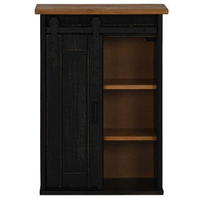 vidaXL Hanging Cabinet HALDEN with Sliding Door Black 49x22,5x70 cm Pine