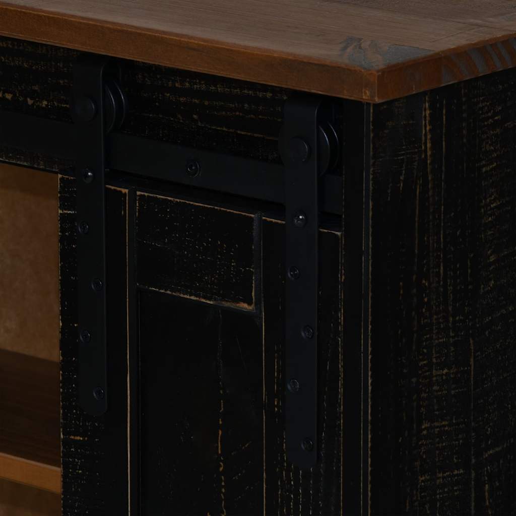 vidaXL Hanging Cabinet HALDEN with Sliding Door Black 49x22.5x70 cm Pine