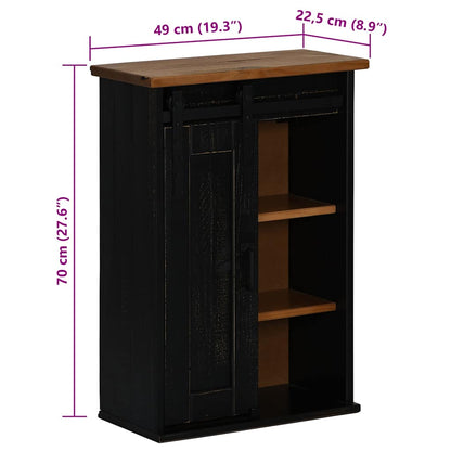 vidaXL Hanging Cabinet HALDEN with Sliding Door Black 49x22,5x70 cm Pine