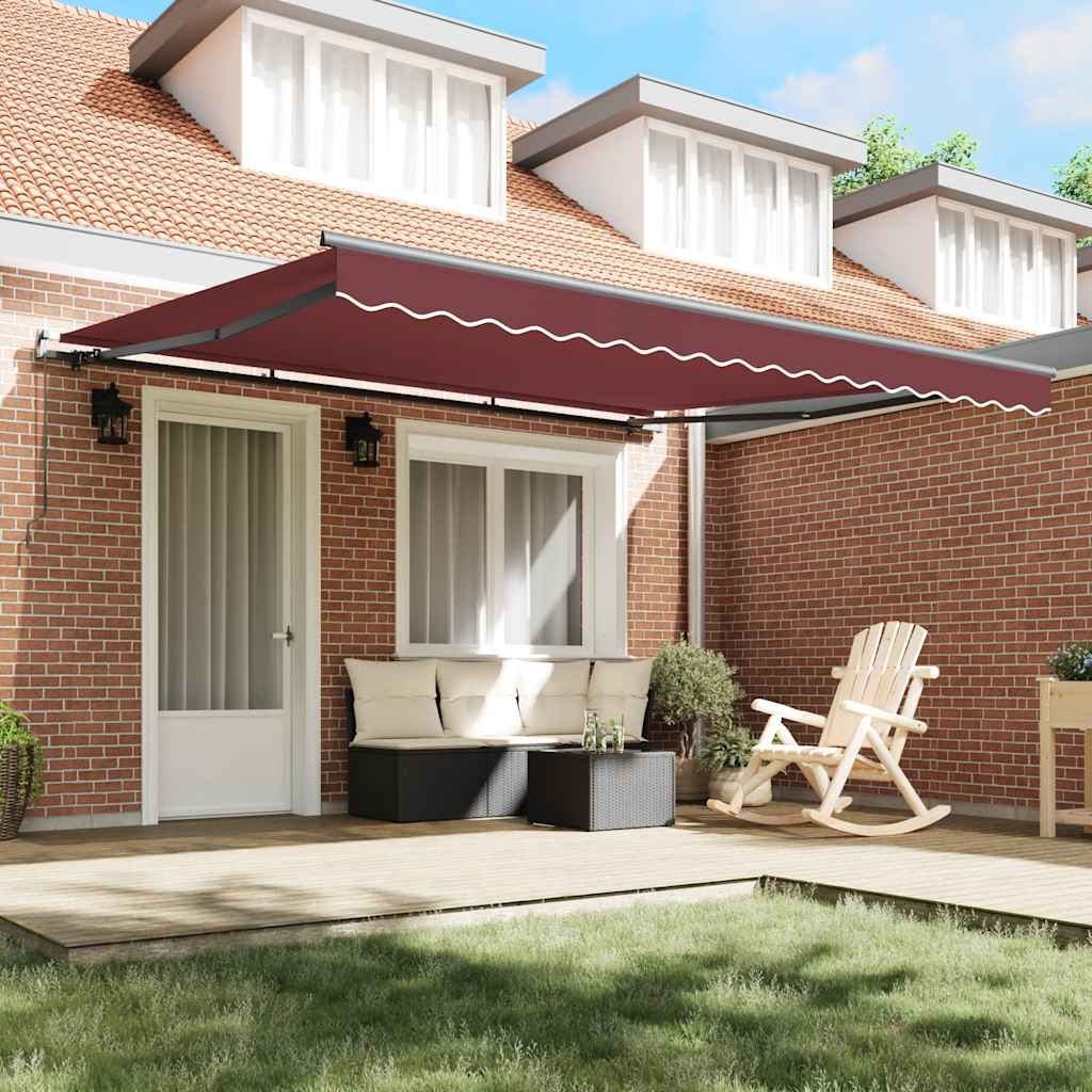 vidaXL Manual Retractable Awning Burgundy 400x300 cm