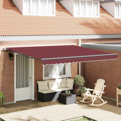 vidaXL Manual Retractable Awning Burgundy 400x300 cm