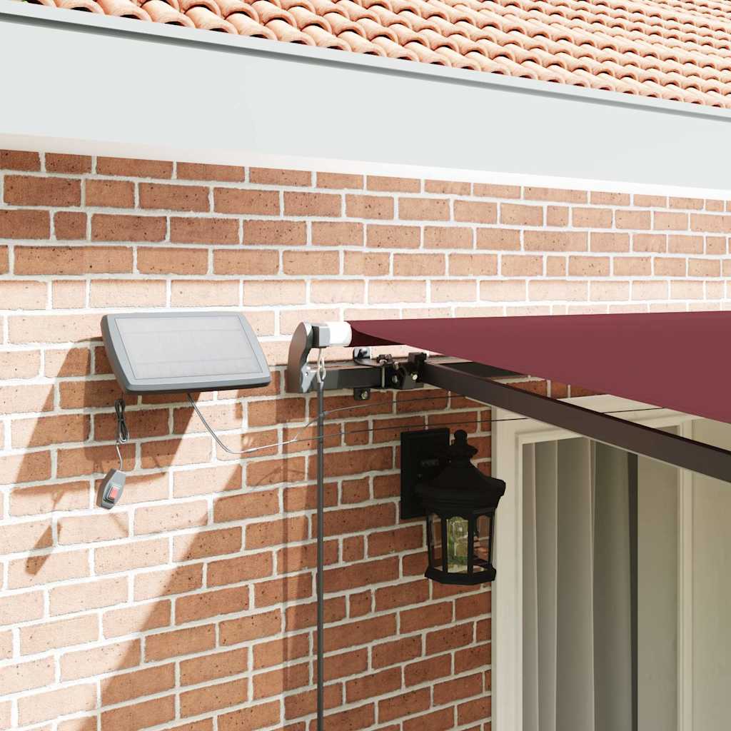 vidaXL Manual Retractable Awning with LEDs Burgundy 400x300 cm