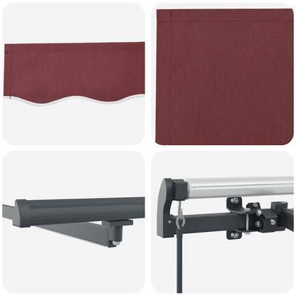 vidaXL Manual Retractable Awning with LEDs Burgundy 400x300 cm