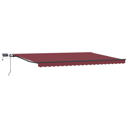 vidaXL Manual Retractable Awning with LEDs Burgundy 500x300 cm