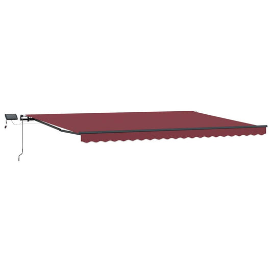 vidaXL Manual Retractable Awning with LEDs Burgundy 500x300 cm
