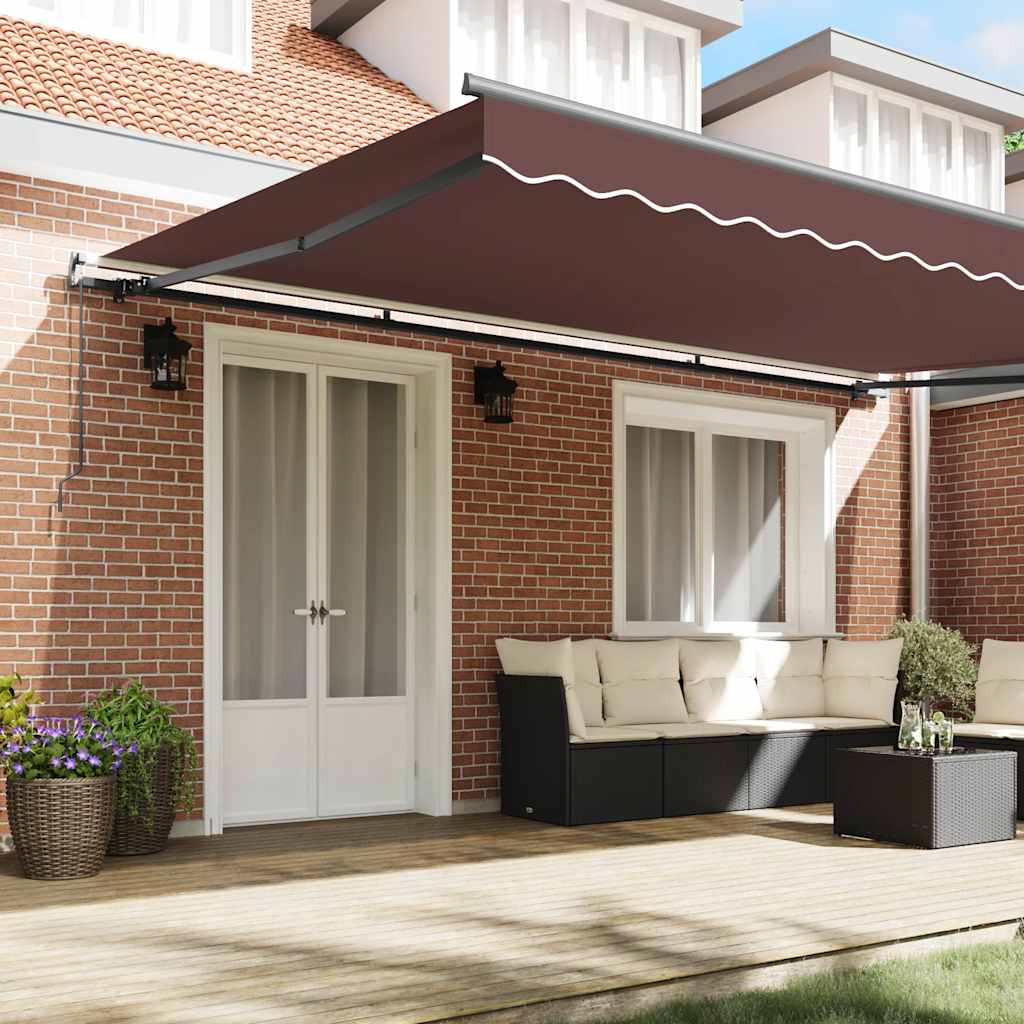 vidaXL Manual Retractable Awning Brown 500x300 cm