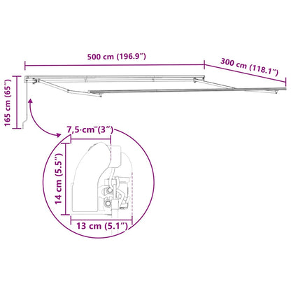 vidaXL Manual Retractable Awning Brown 500x300 cm