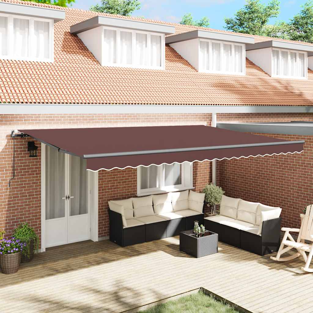 vidaXL Manual Retractable Awning Brown 500x300 cm