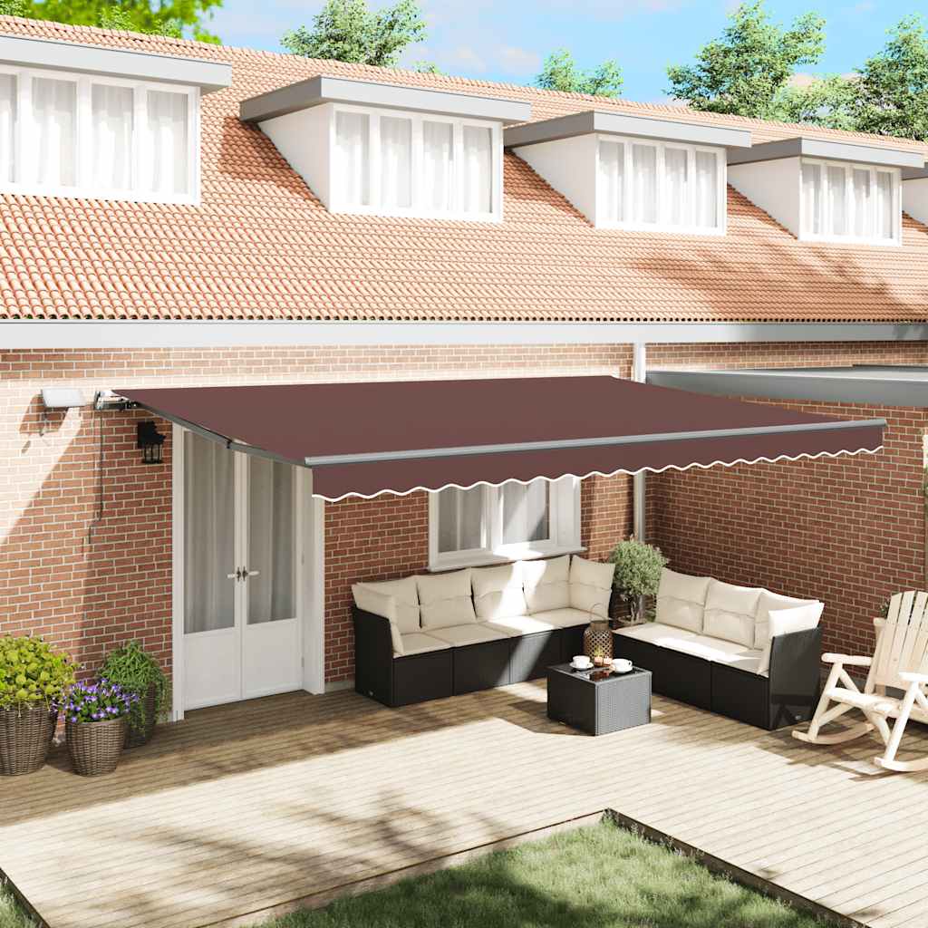 vidaXL Manual Retractable Awning with LEDs Brown 500x300 cm