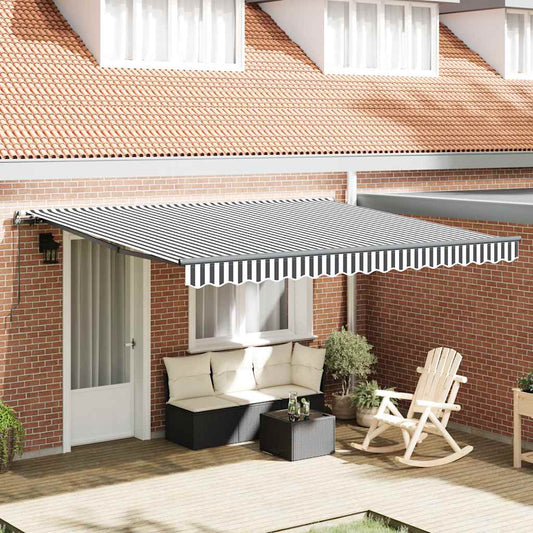 vidaXL Manual Retractable Awning Anthracite and White 400x300 cm