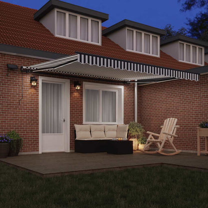 vidaXL Manual Retractable Awning with LEDs Anthracite&White 400x300 cm