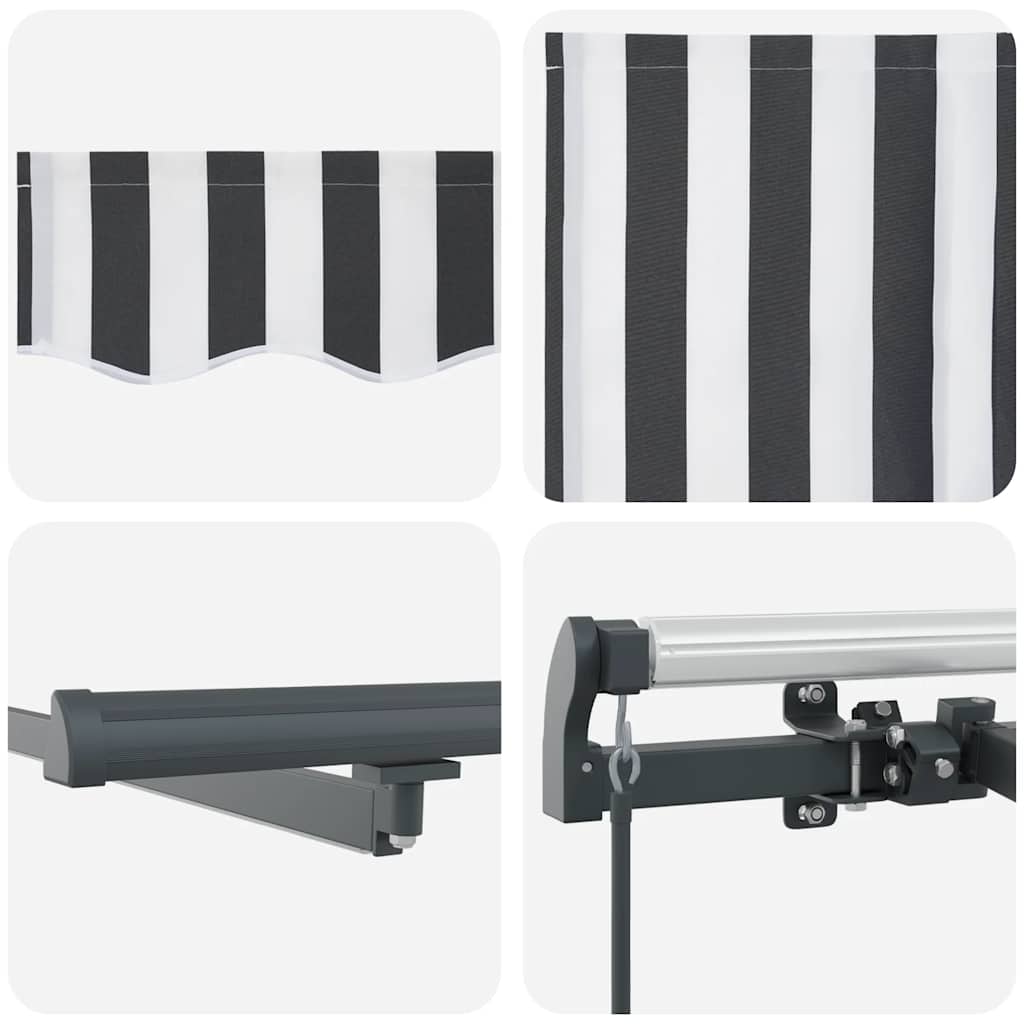 vidaXL Manual Retractable Awning with LEDs Anthracite&White 400x300 cm