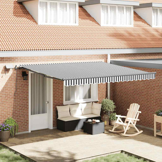 vidaXL Manual Retractable Awning with LEDs Anthracite&White 400x300 cm