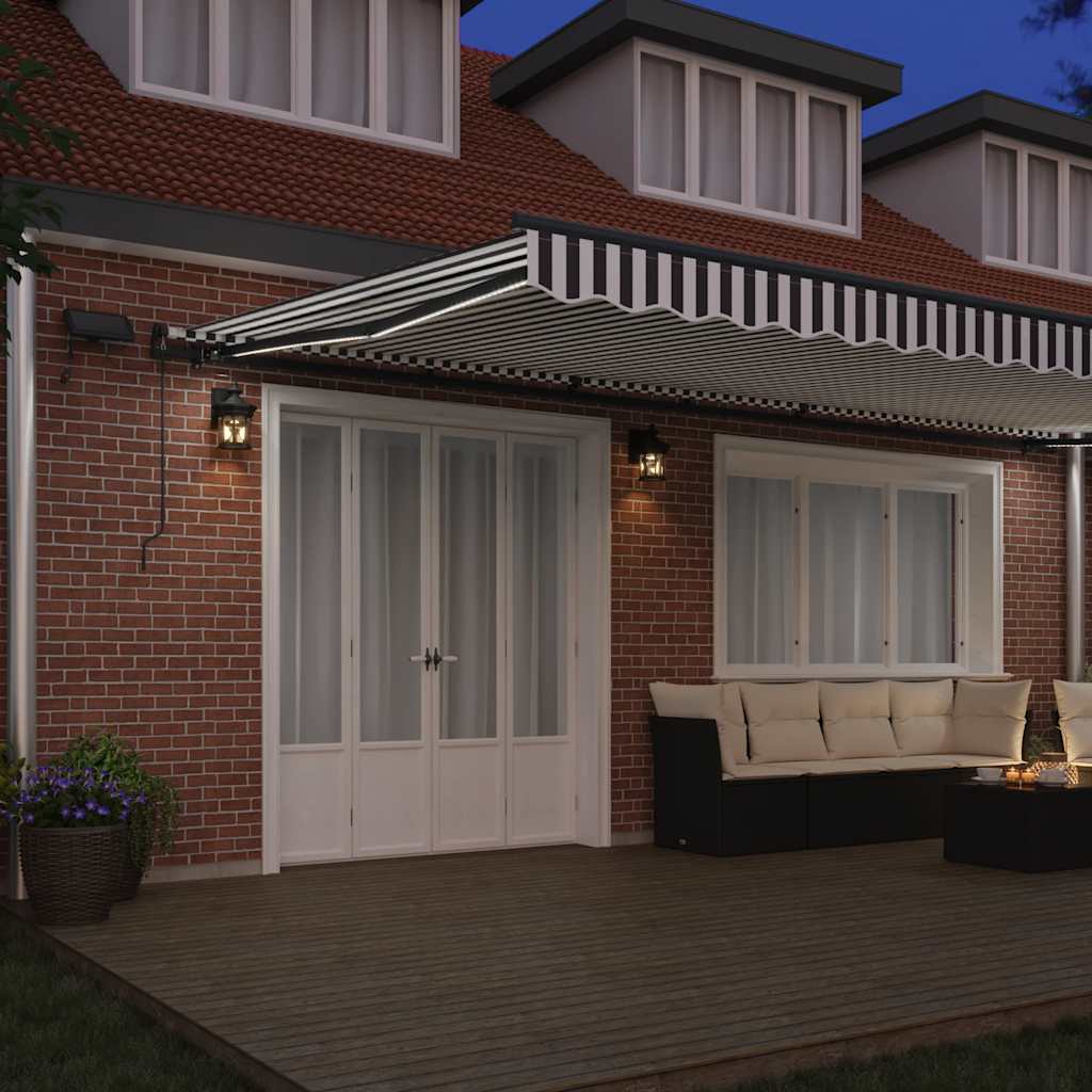 vidaXL Manual Retractable Awning with LEDs Anthracite&White 600x300 cm